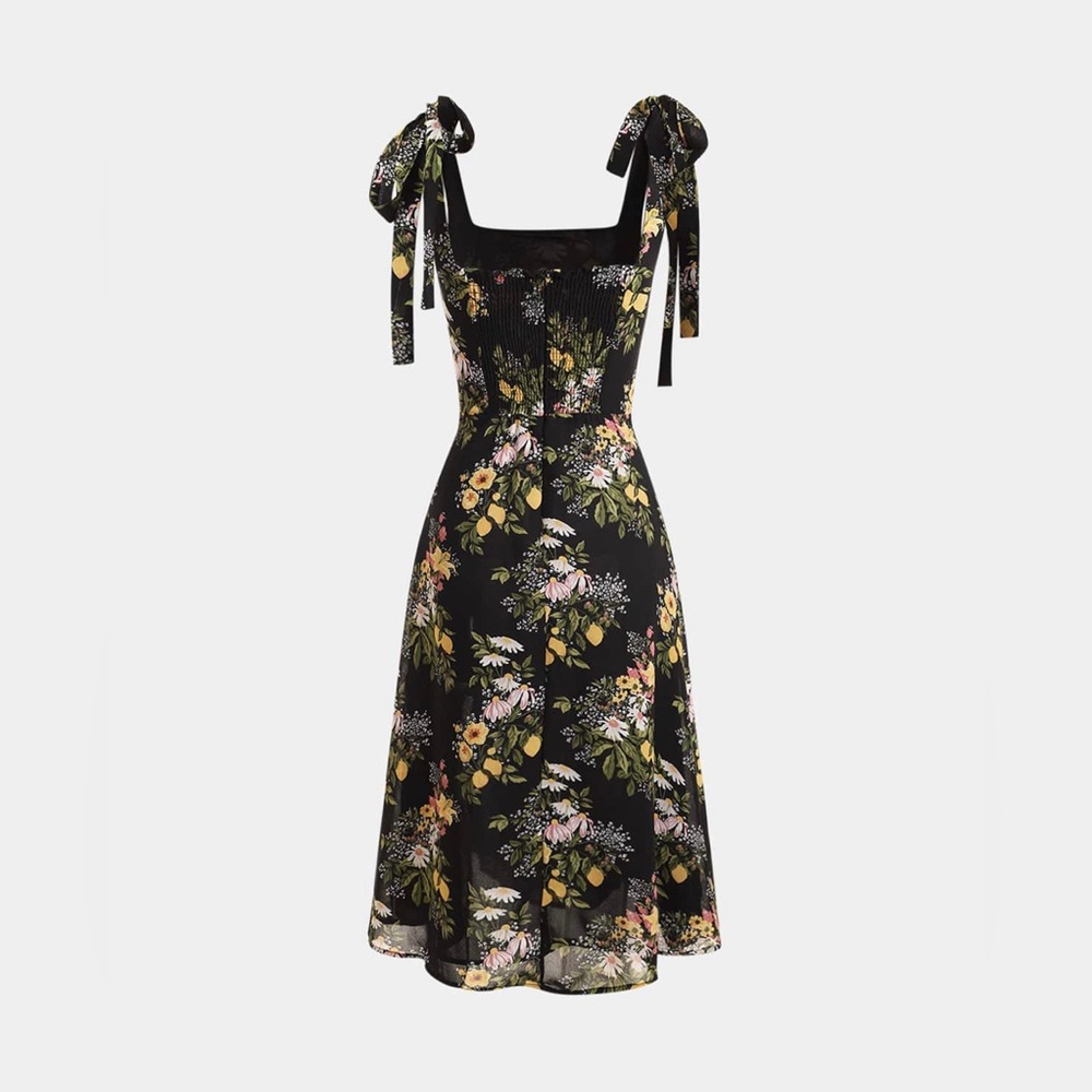 SOLD RIHOAS Black Floral Midi Dress - Picture 7 of 9